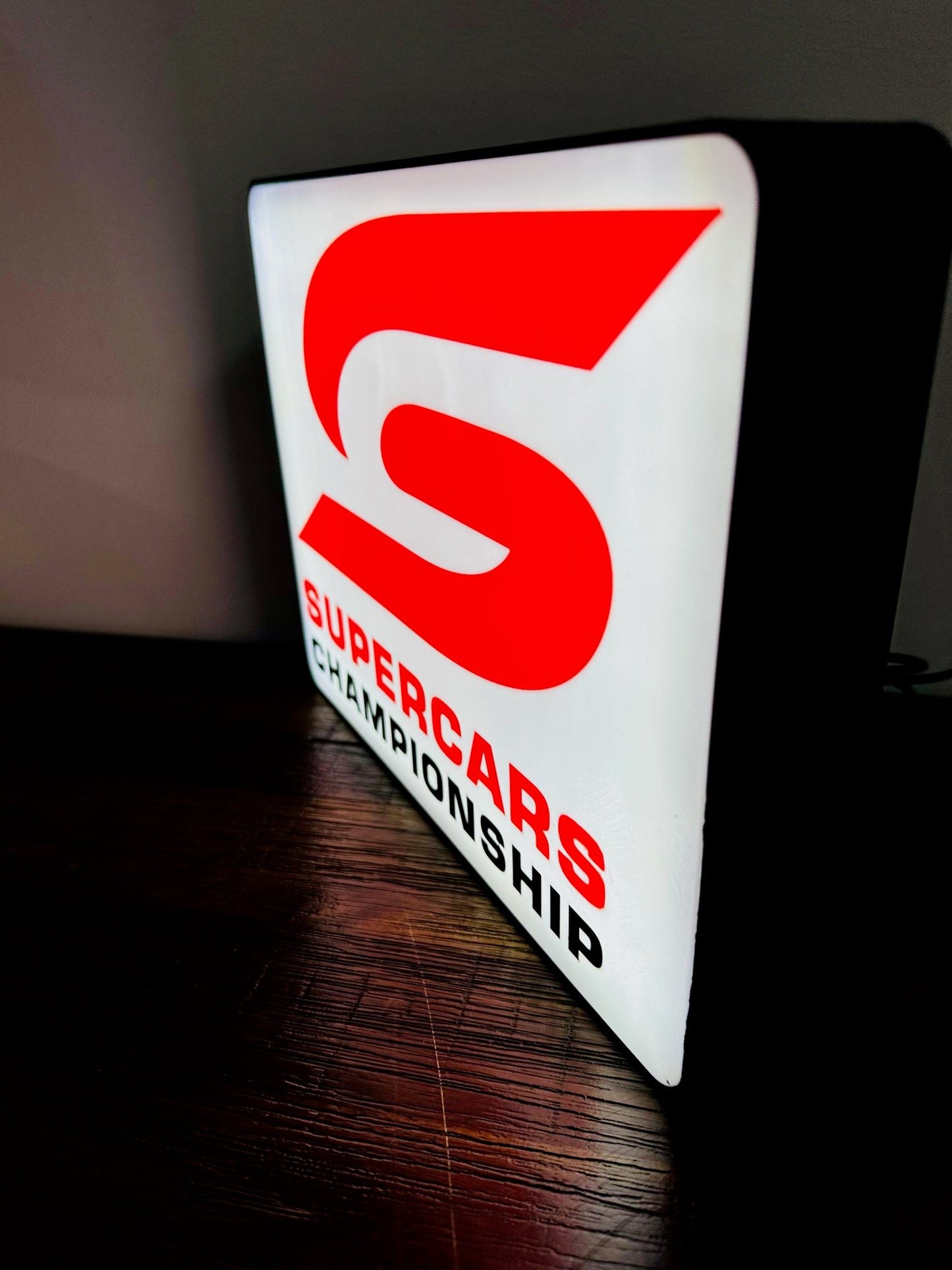 Supercars - Bright Red & White Light Up Artwork / LED Wall Art / Display