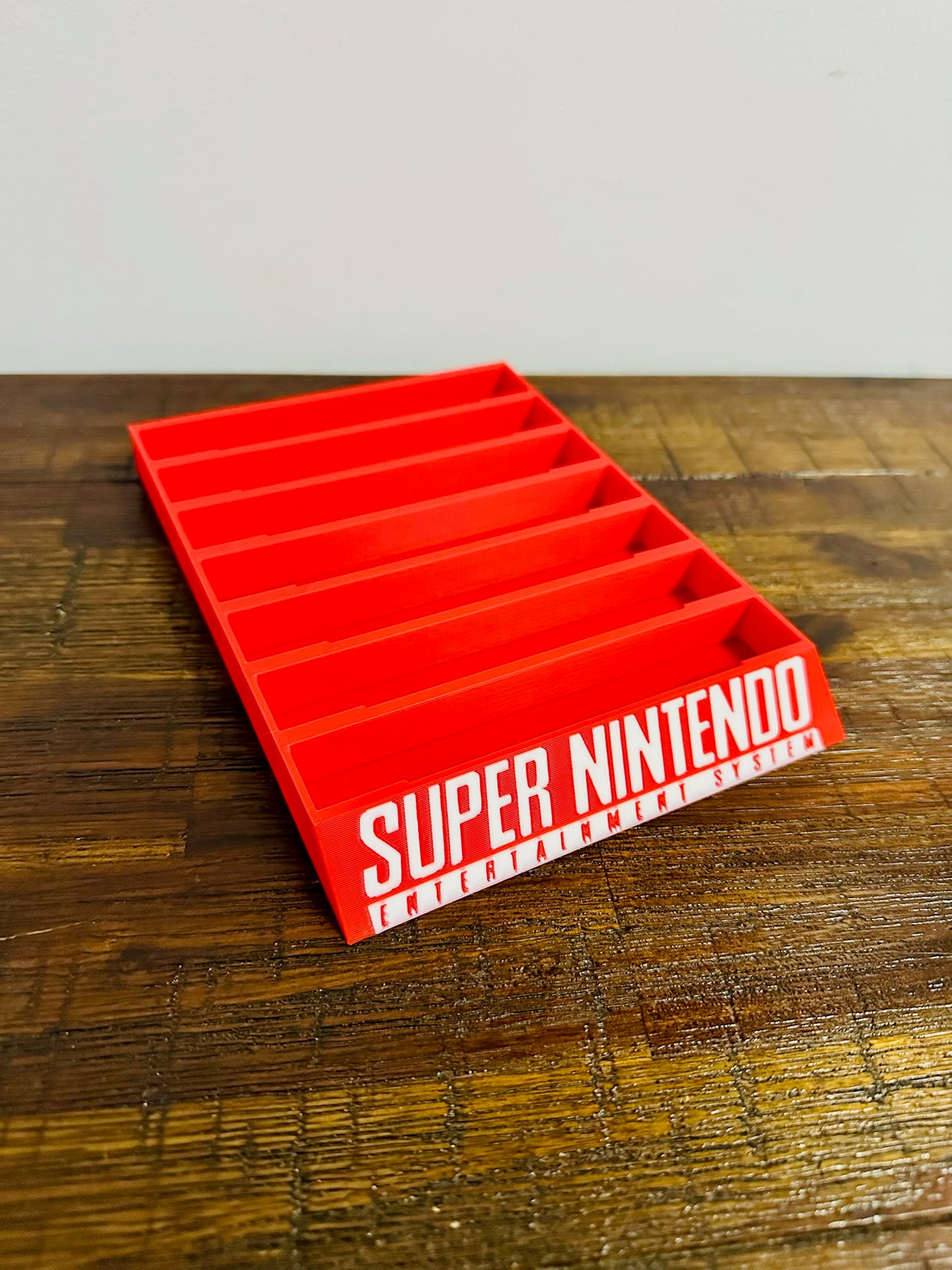 Super Nintendo Game Holder - Red & White Coloured Text - Holds 7 Games - Bright!