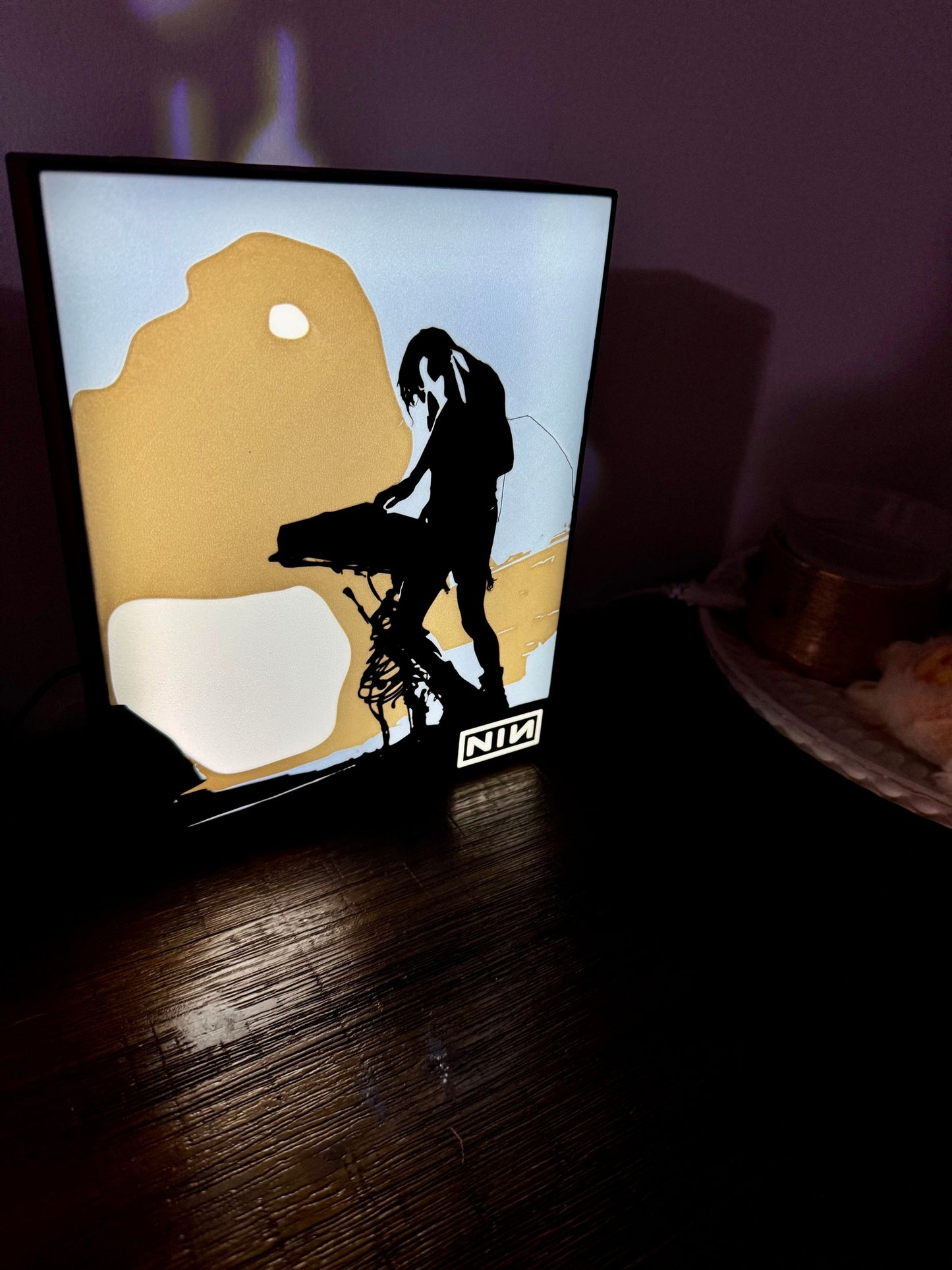 NIN - Trent Reznor with Keyboard - Band Fan Art LED Illuminated Wall Sign - USB Powered Display