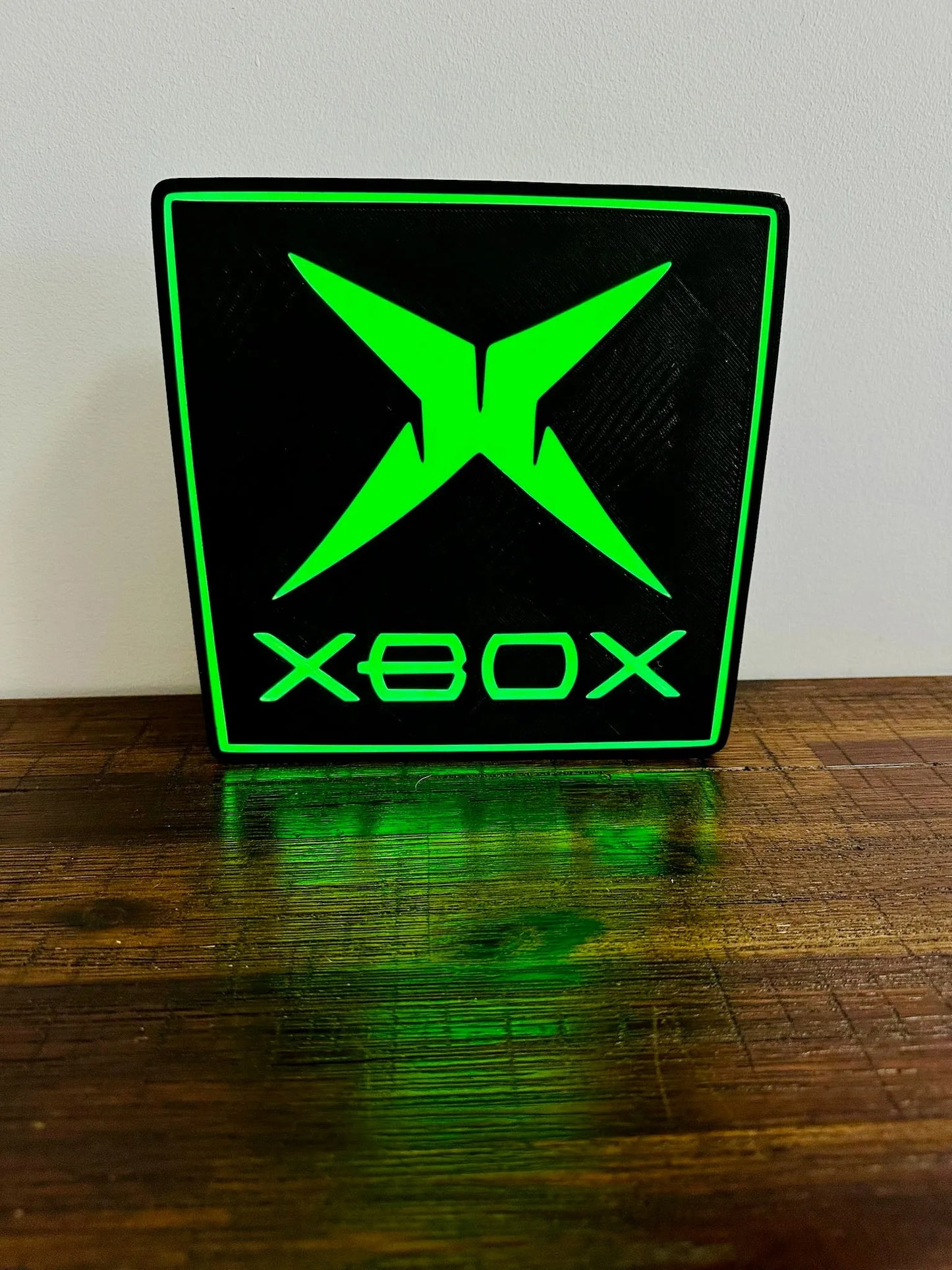 Original Classic XBOX - Bright Green Light Up Wall Art - USB Powered - Michael's 3D World
