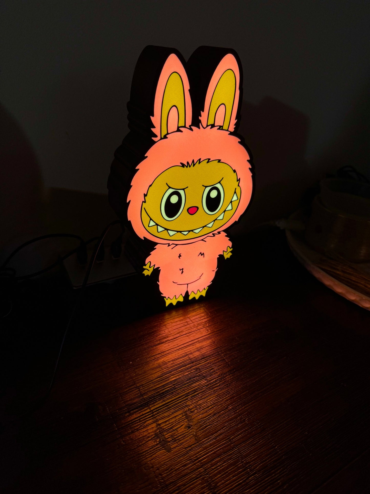Pink Labubu Doll - LED Light Up Wall Art / Sign
