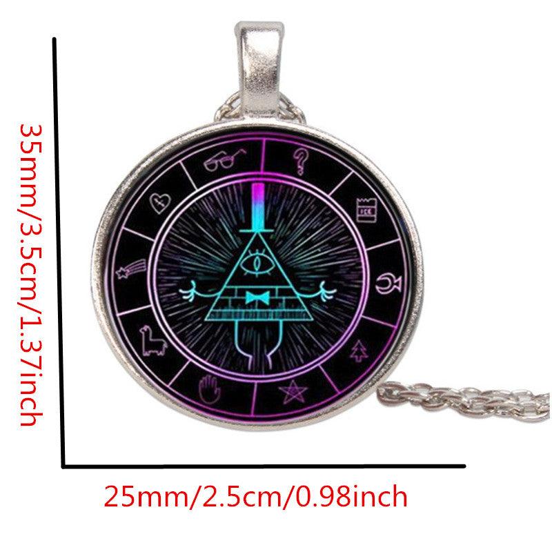 Bill Cipher Zodiac Wheel - Glass Pendant/Necklace - Bright Colours - Michael's 3D World