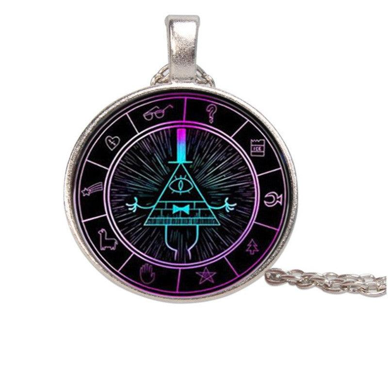 Bill Cipher Zodiac Wheel - Glass Pendant/Necklace - Bright Colours - Michael's 3D World
