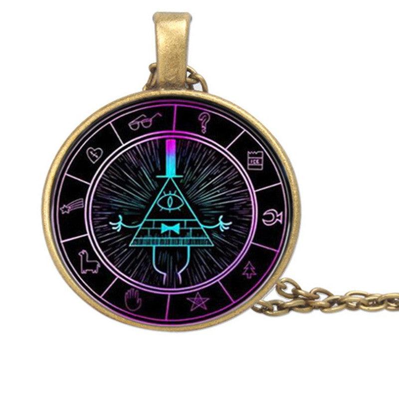 Bill Cipher Zodiac Wheel - Glass Pendant/Necklace - Bright Colours - Michael's 3D World