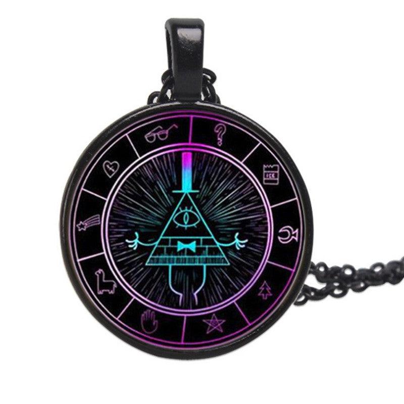 Bill Cipher Zodiac Wheel - Glass Pendant/Necklace - Bright Colours - Michael's 3D World
