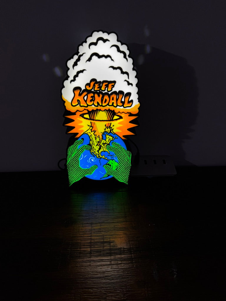 Jeff Kendall Skate Artwork Earth Hands - Light Up Artwork / LED Wall Art / Illuminated Sign
