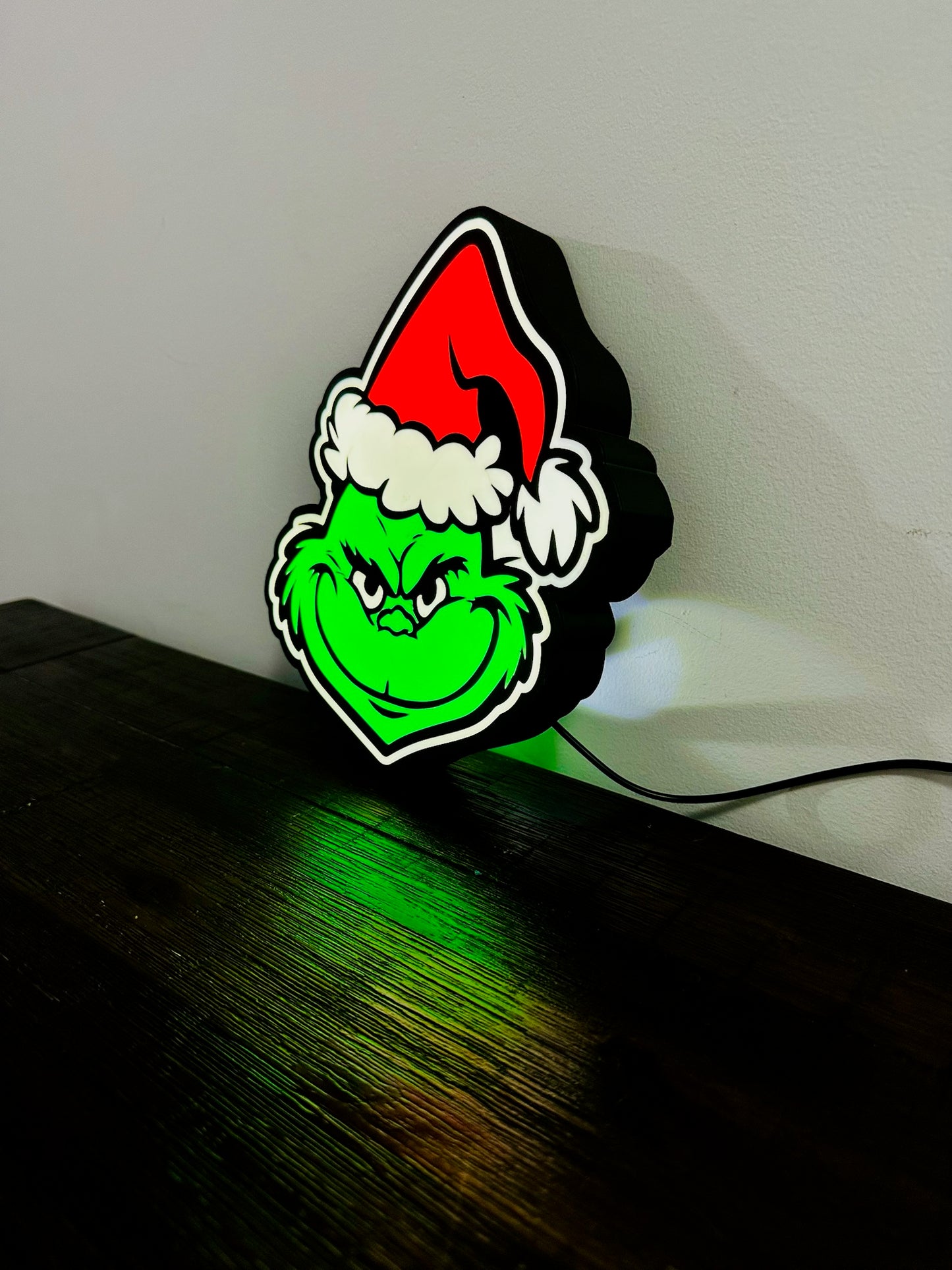Grinning Grinch Christmas Light Up Decoration / Wall Art - USB Powered