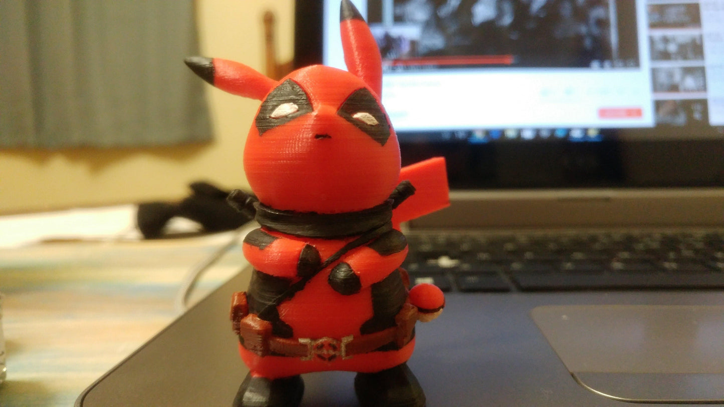 Pika-Pool Figurine: Deadpool Pikachu Collectible, Cute & Unique Gift for Fans, Funko-inspired, Nerd Decor, Action Figure - Michael's 3D World
