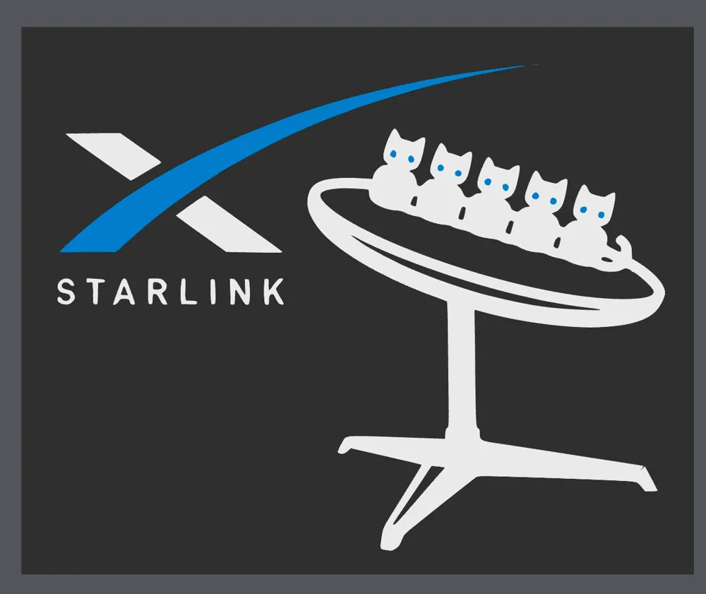 Starlink SpaceX Logo with cats - LED Light Up Decoration / Wall Art - USB Powered