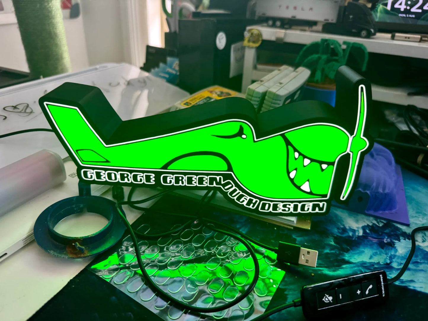 George Greenough Designs - Surfboard Designer Logo - LED Light up Logo / Sign