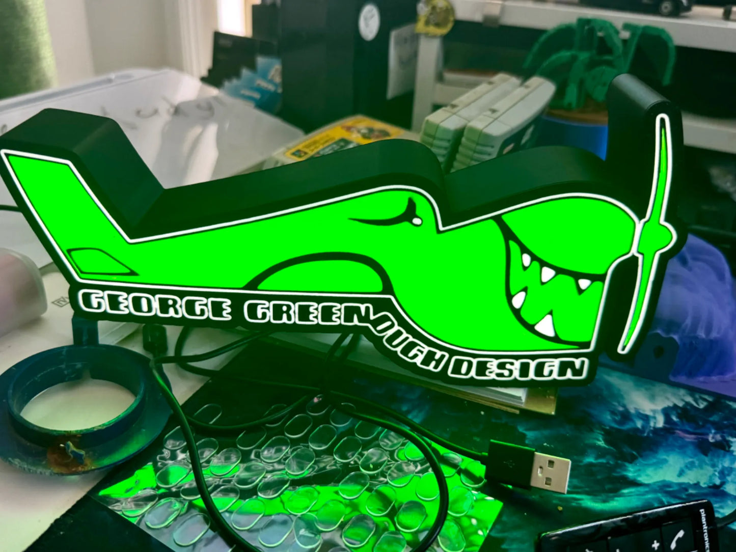 George Greenough Designs - Surfboard Designer Logo - LED Light up Logo / Sign
