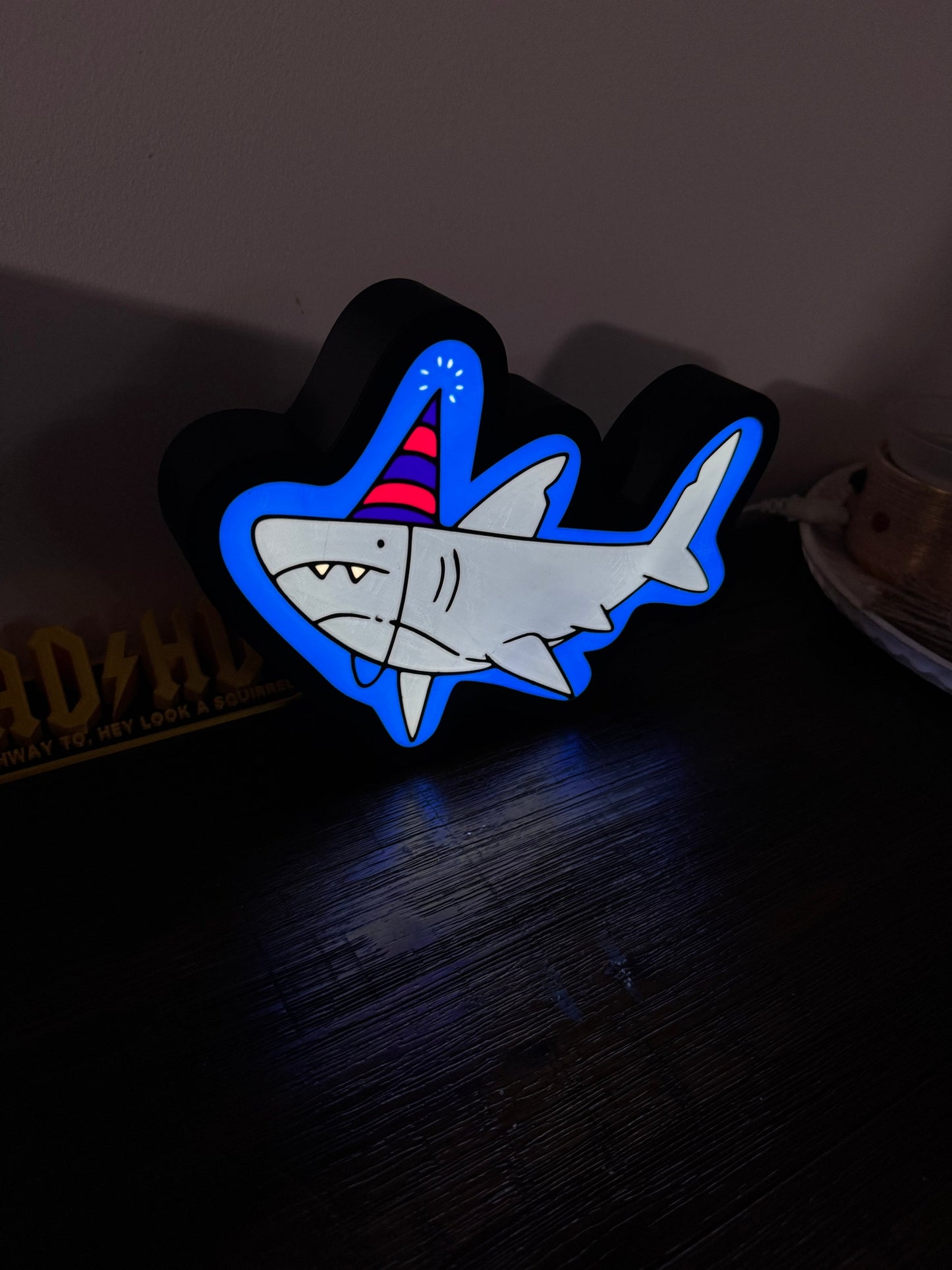 Party Shark! With a hat! Cute - Bright light up LED Night Light