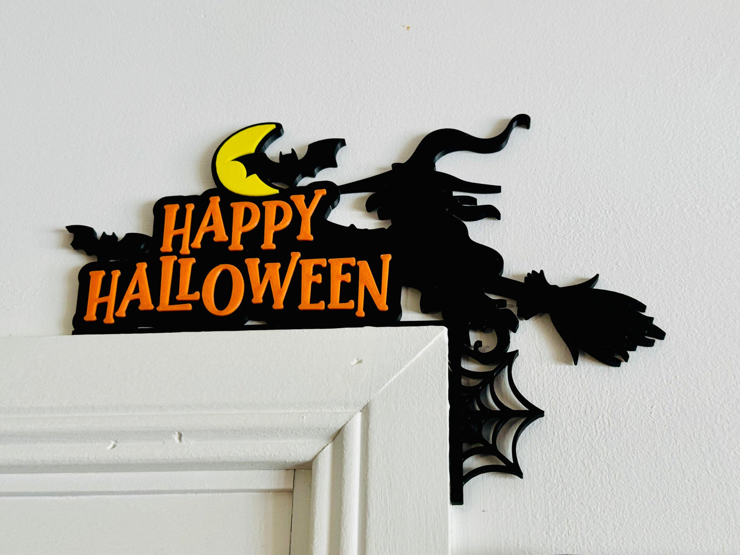 “Happy Halloween” Witch & Broomstick Door Corner Decoration - Michael's 3D World