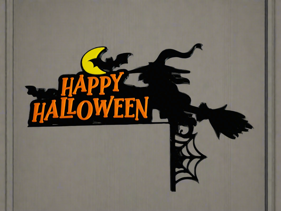 “Happy Halloween” Witch & Broomstick Door Corner Decoration - Michael's 3D World
