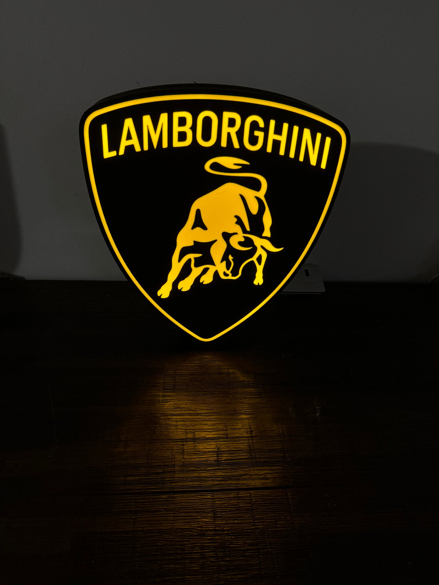 Bright Yellow Lamborghini Logo - Light Up Decoration / Wall Art - USB Powered
