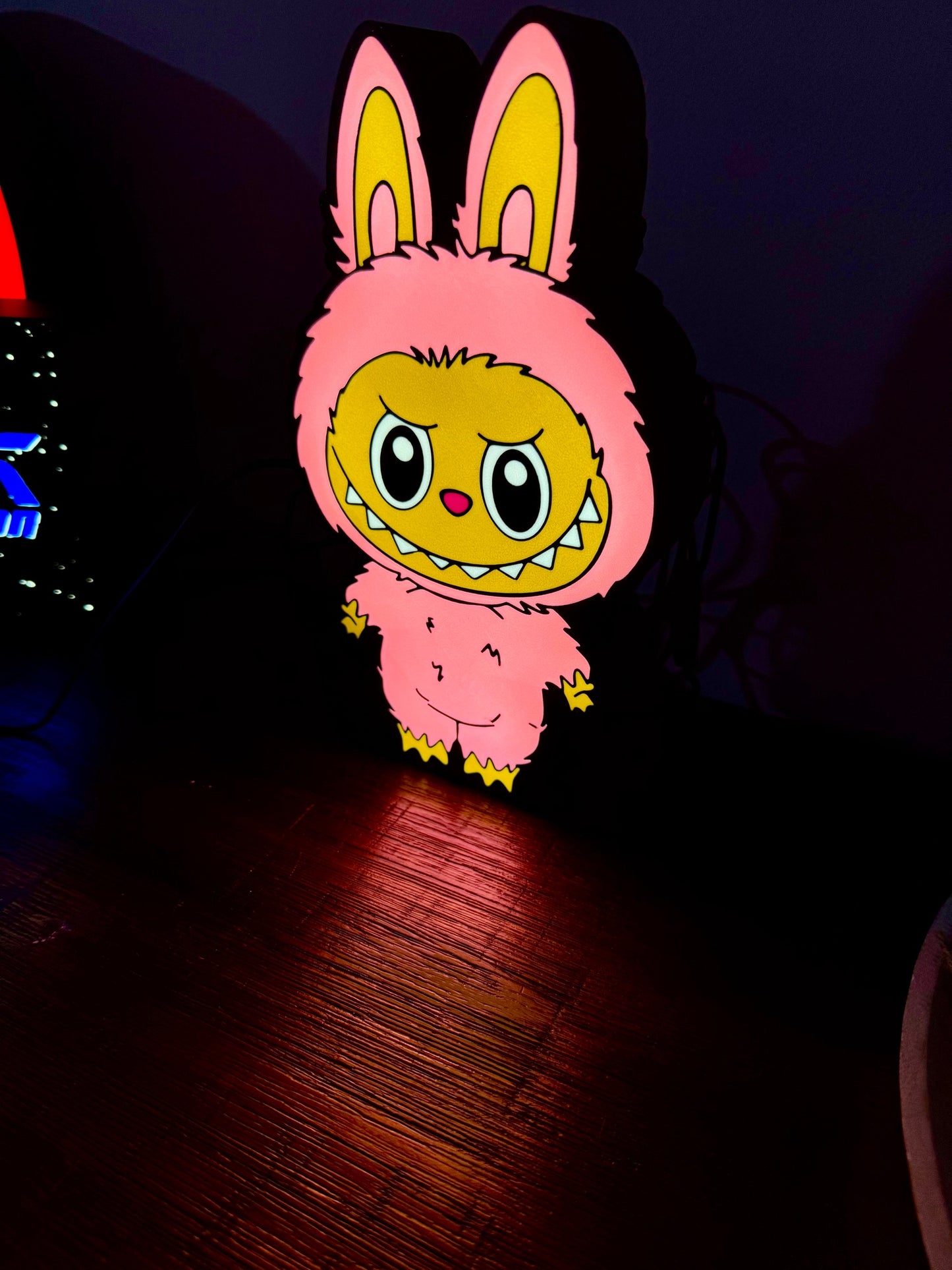 Pink Labubu Doll - LED Light Up Wall Art / Sign