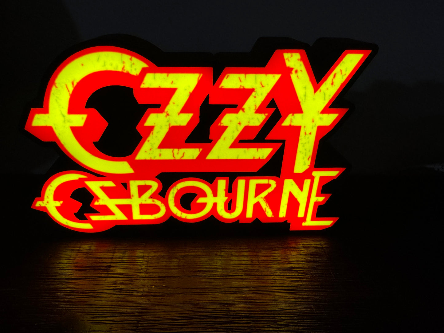 LED Light-Up Sign: Ozzy Osbourne šø -Red & Yellow Rock & Roll