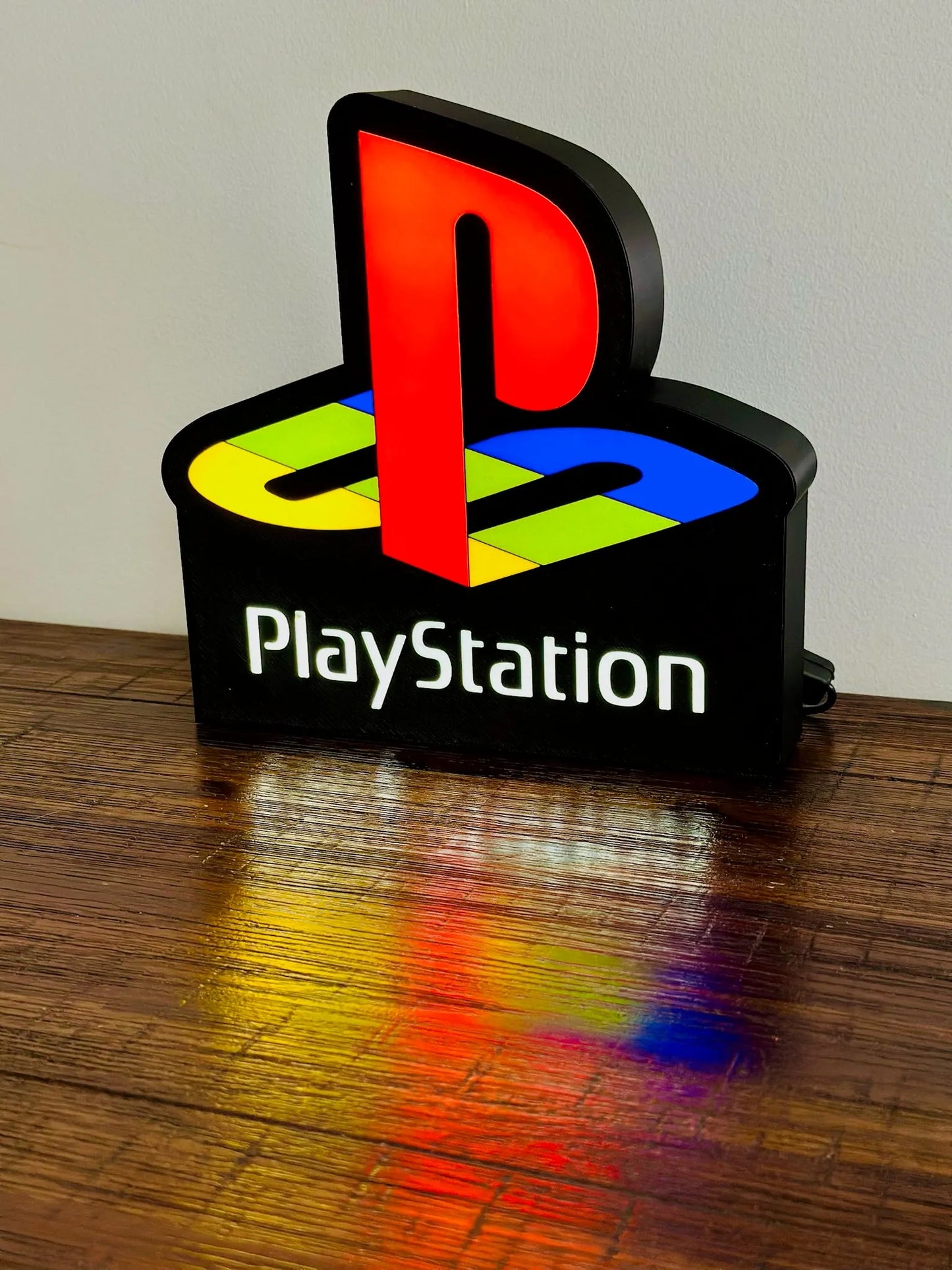 Sony Playstation Logo - Original PSX/PS1 Colours - Light Up Wall Art - USB Power - Michael's 3D World