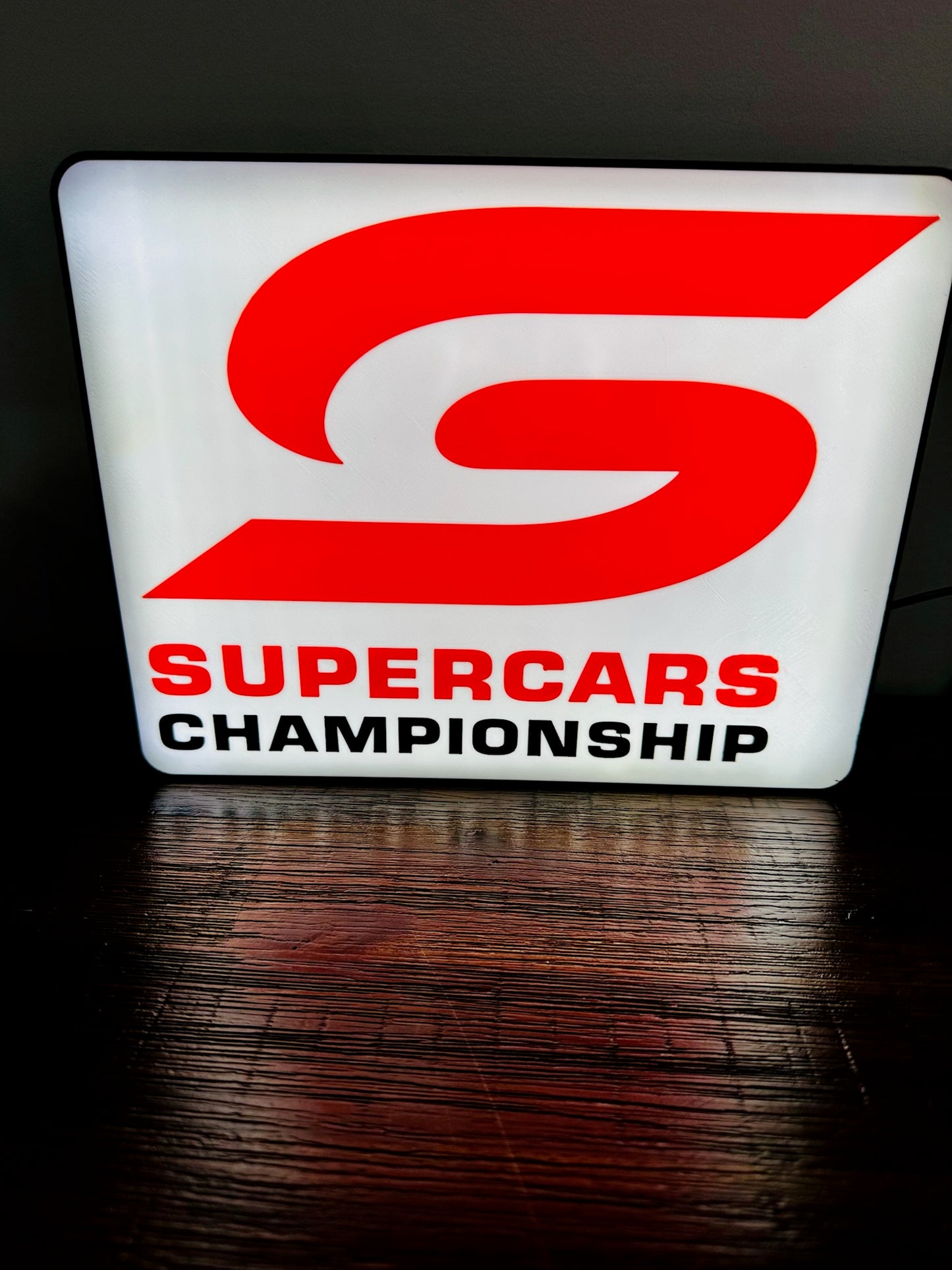 Supercars - Bright Red & White Light Up Artwork / LED Wall Art / Display
