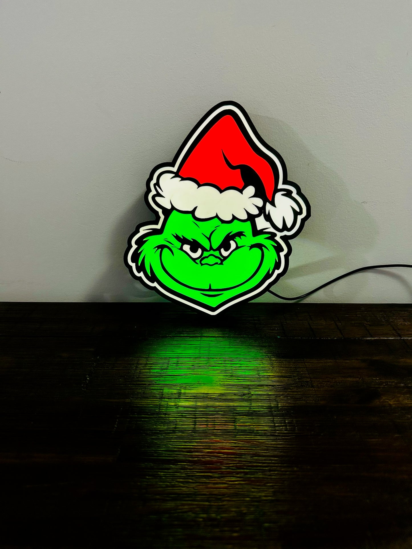 Grinning Grinch Christmas Light Up Decoration / Wall Art - USB Powered
