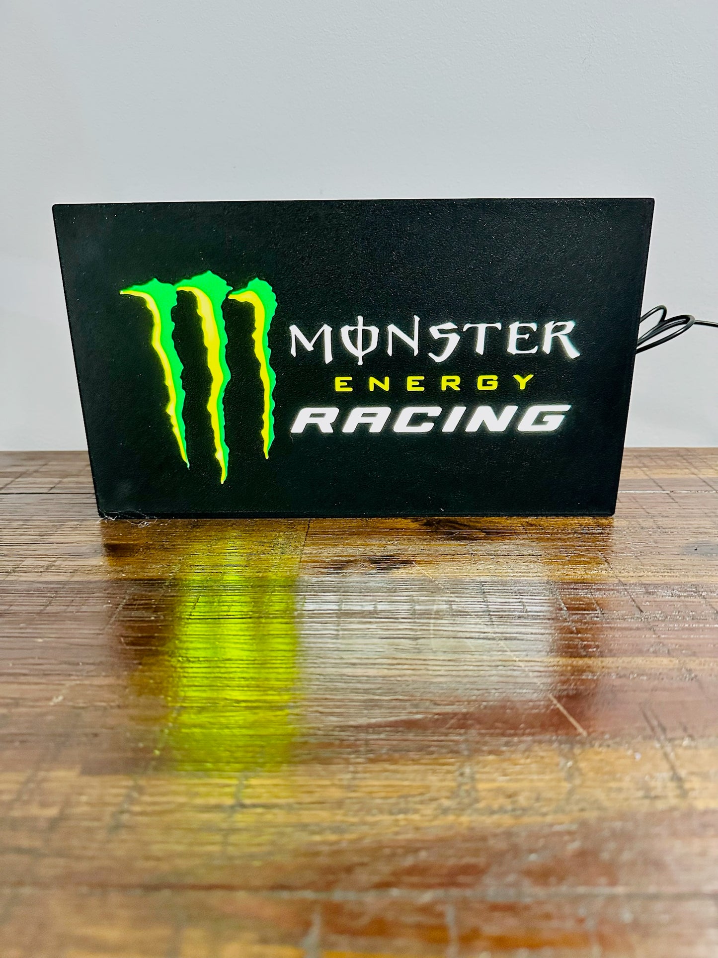 Monster Energy Racing - Bright White & Green Light Up Artwork / LED Wall Art / Display