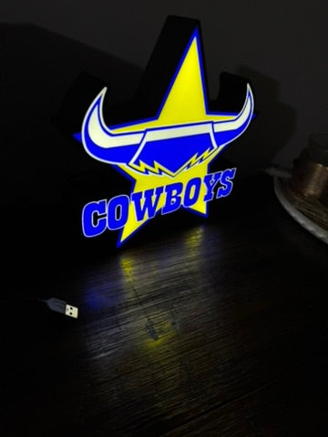 North Queensland NRL Cowboys Logo - LED Light Up Sign - USB Powered