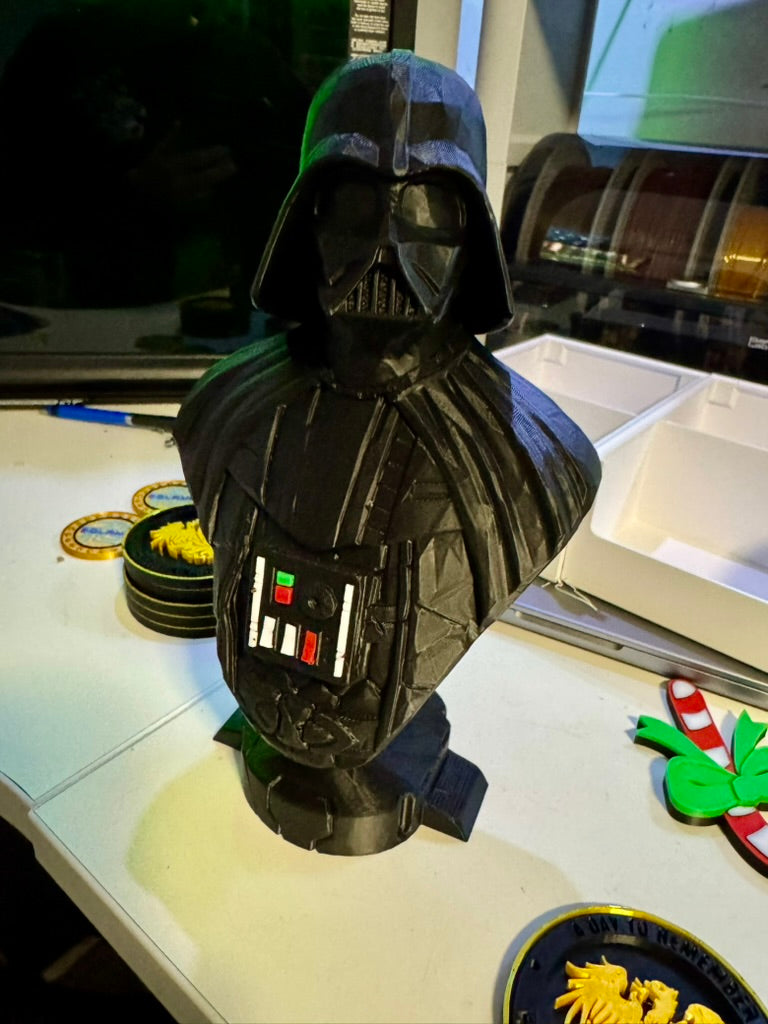 Large Darth Vader Bust - Coloured Chest Buttons - The Force at Your Desk!