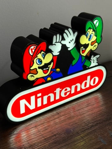 Nintendo Mario & Luigi High-Five Display Sign - Level Up Your Desk Setup! 🎮