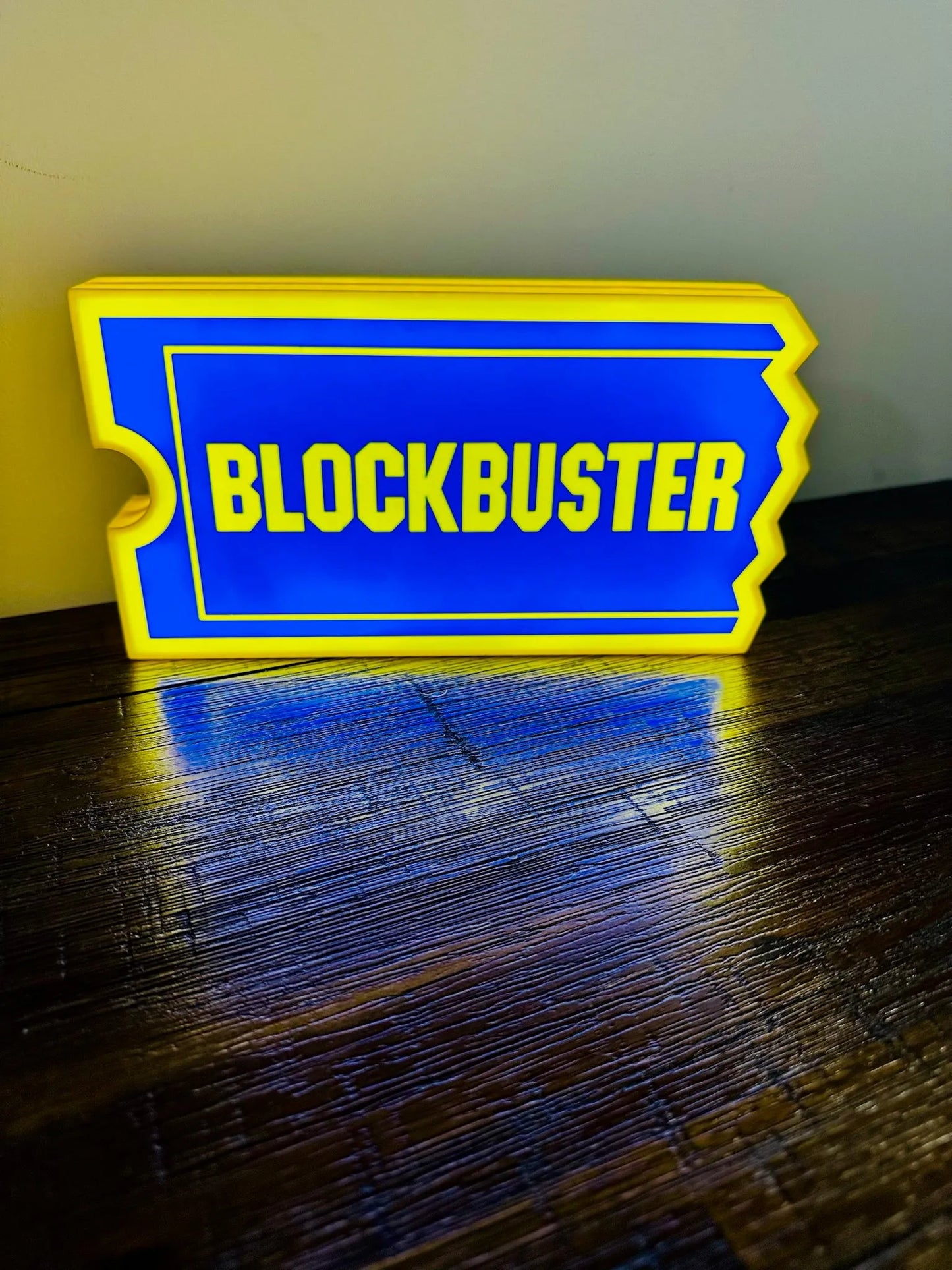 Block Buster Logo - Brilliant Blue & Yellow - USB powered Night Light / Wall Art - Michael's 3D World
