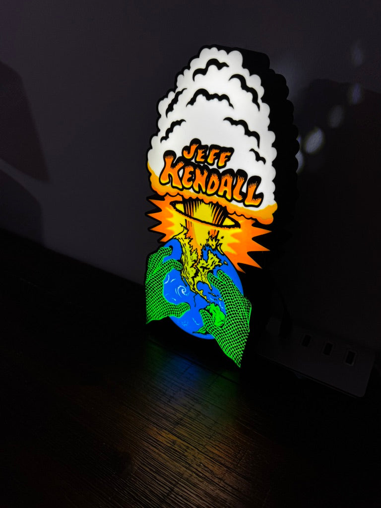 Jeff Kendall Skate Artwork Earth Hands - Light Up Artwork / LED Wall Art / Illuminated Sign