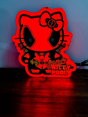 Hello Kitty x Deadpool - Hello Kitty Pool - Light Up Sign / LED Night Light - USB Powered