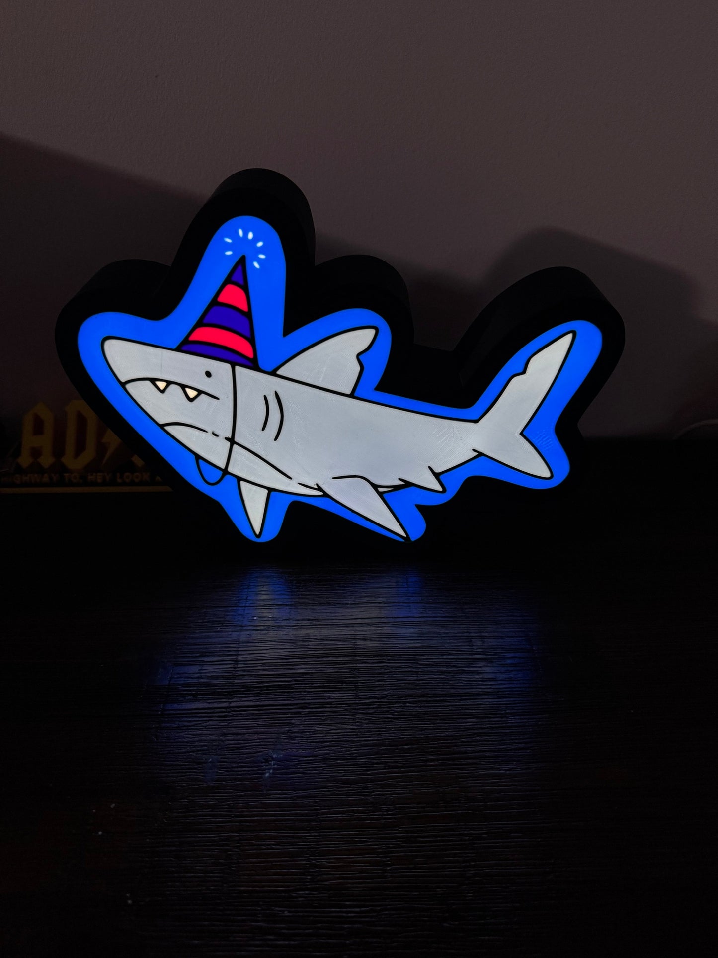 Party Shark! With a hat! Cute - Bright light up LED Night Light