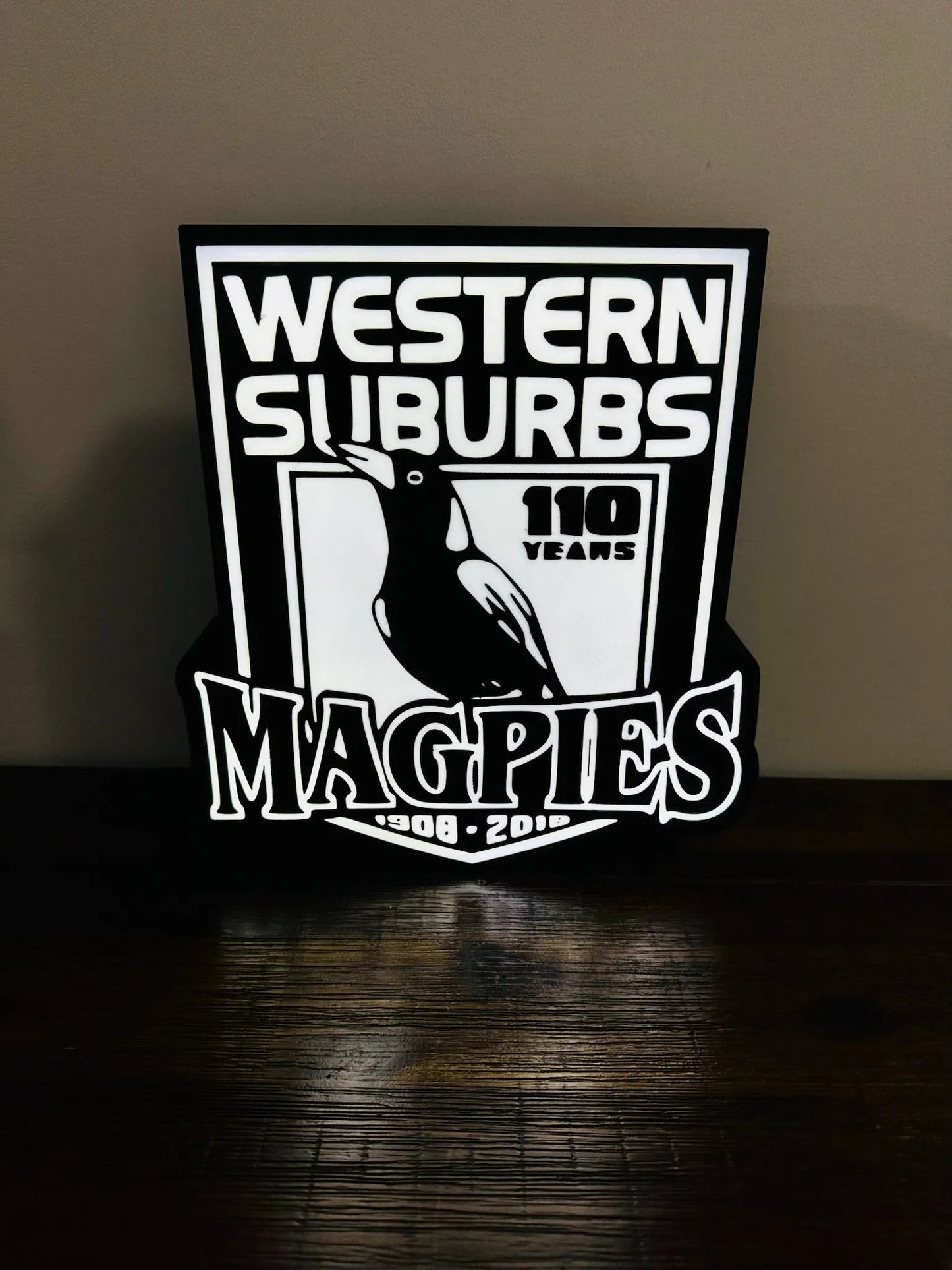 Western Suburbs Magpies - 100 Years - Team Logo - Light Box / Night Light