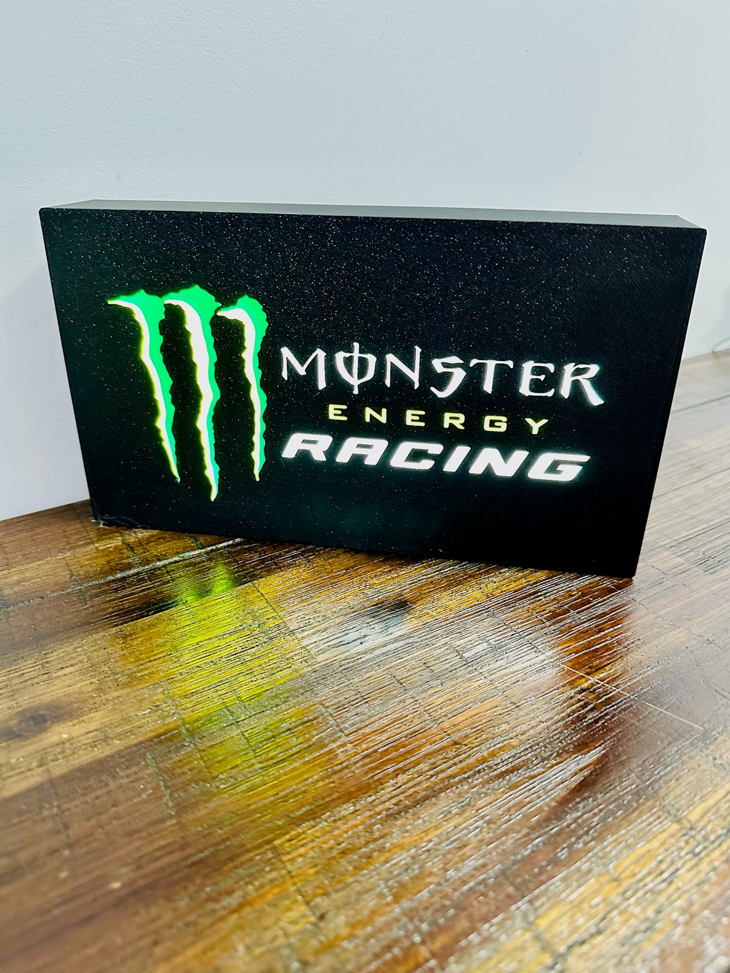 Monster Energy Racing - Bright White & Green Light Up Artwork / LED Wall Art / Display