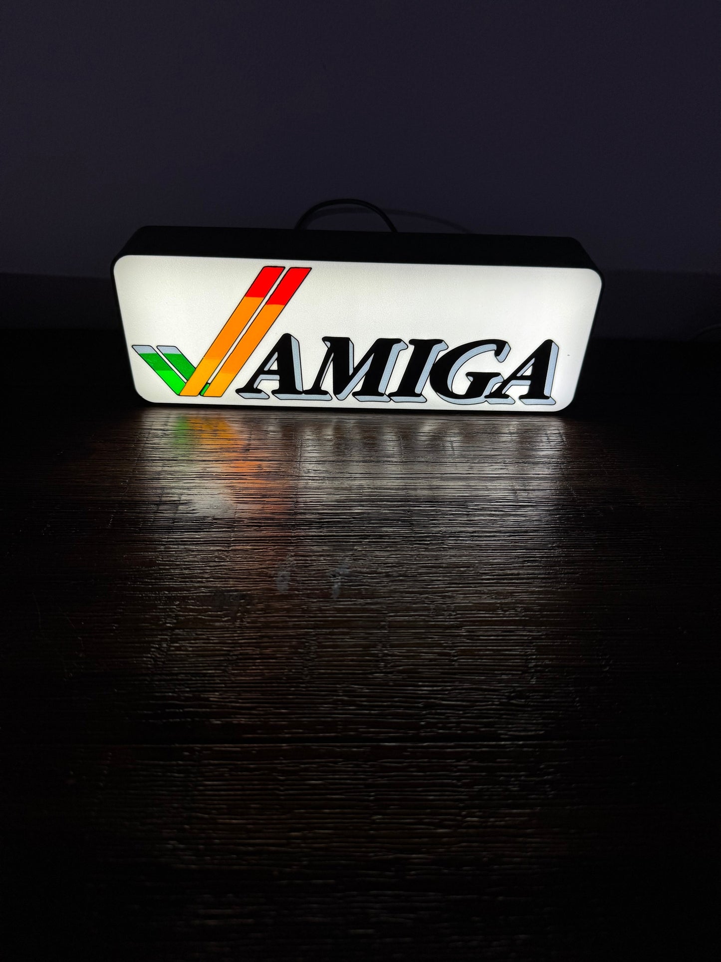 Commodore Amiga Logo & Word - LED Light up Sign - Vintage Computing Wall Art
