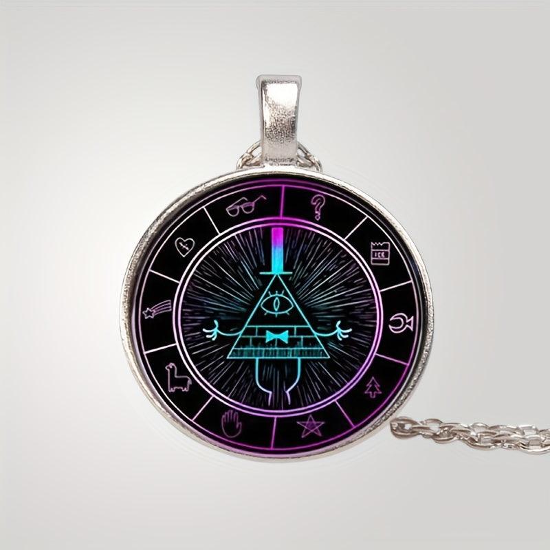 Bill Cipher Zodiac Wheel - Glass Pendant/Necklace - Bright Colours - Michael's 3D World