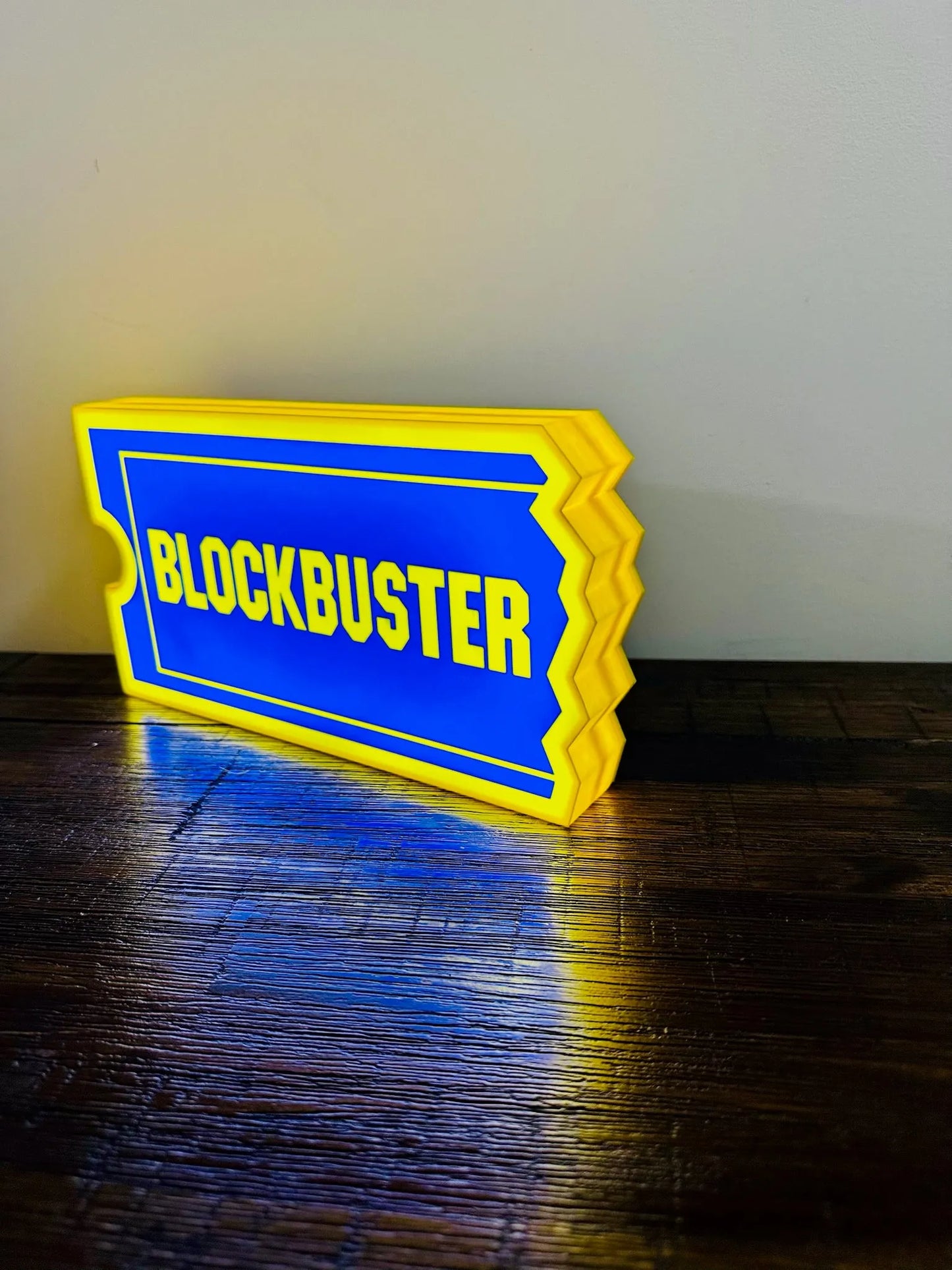 Block Buster Logo - Brilliant Blue & Yellow - USB powered Night Light / Wall Art - Michael's 3D World