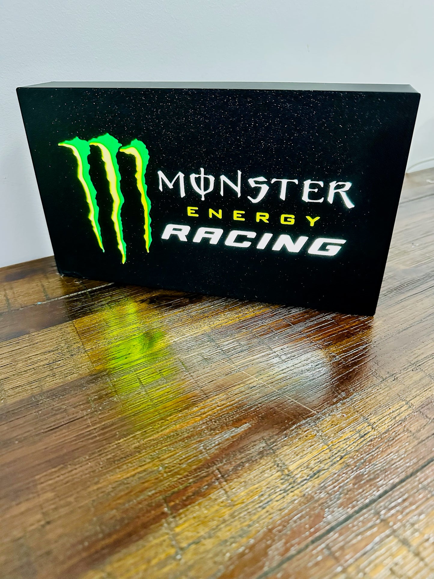 Monster Energy Racing - Bright White & Green Light Up Artwork / LED Wall Art / Display