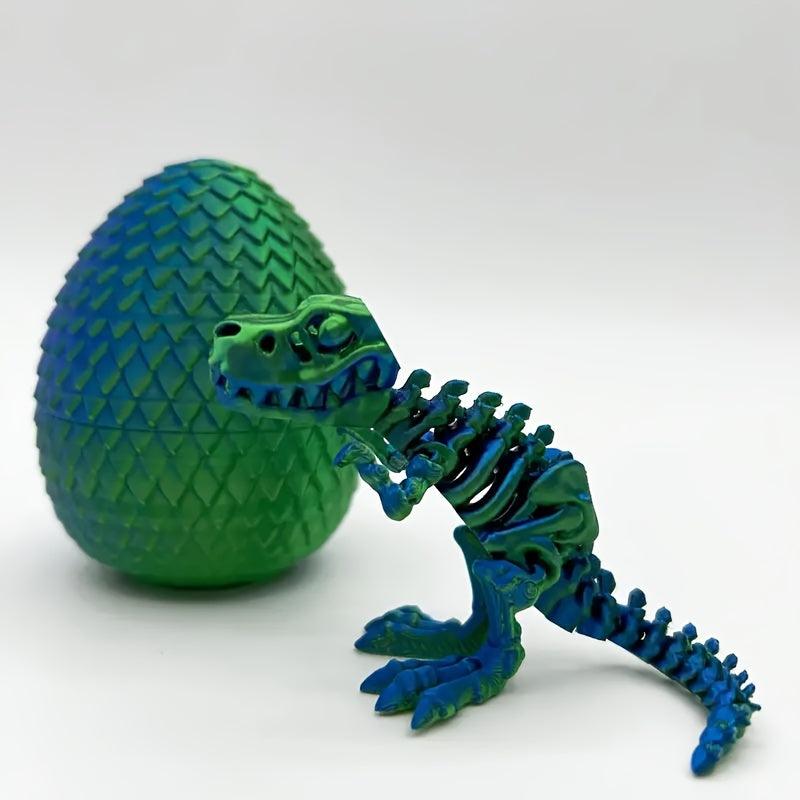 Small T-Rex Dinosaur Skeleton with his own Egg Enclosure & Dog Bone - Michael's 3D World
