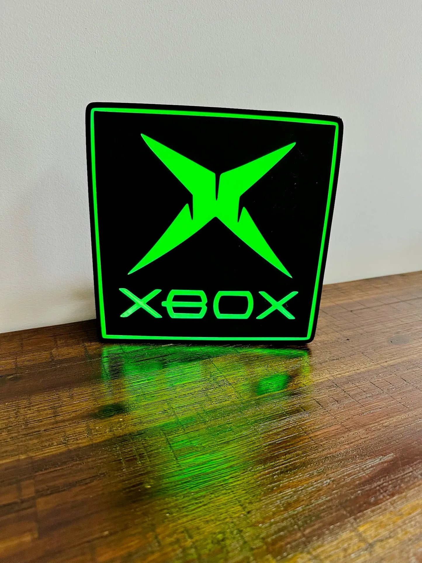 Original Classic XBOX - Bright Green Light Up Wall Art - USB Powered - Michael's 3D World