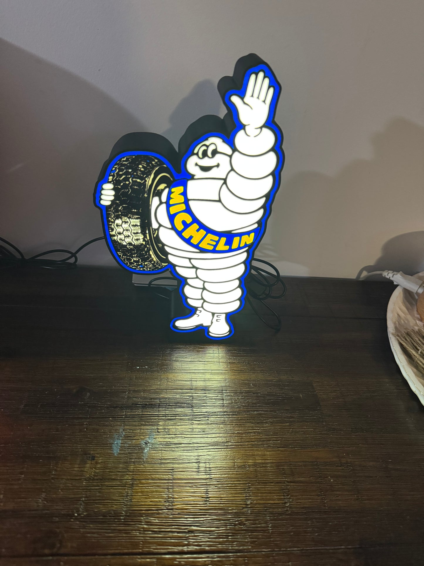 Michelin Man Tyre Logo - LED Light Up Sign / Illuminated Wall Art