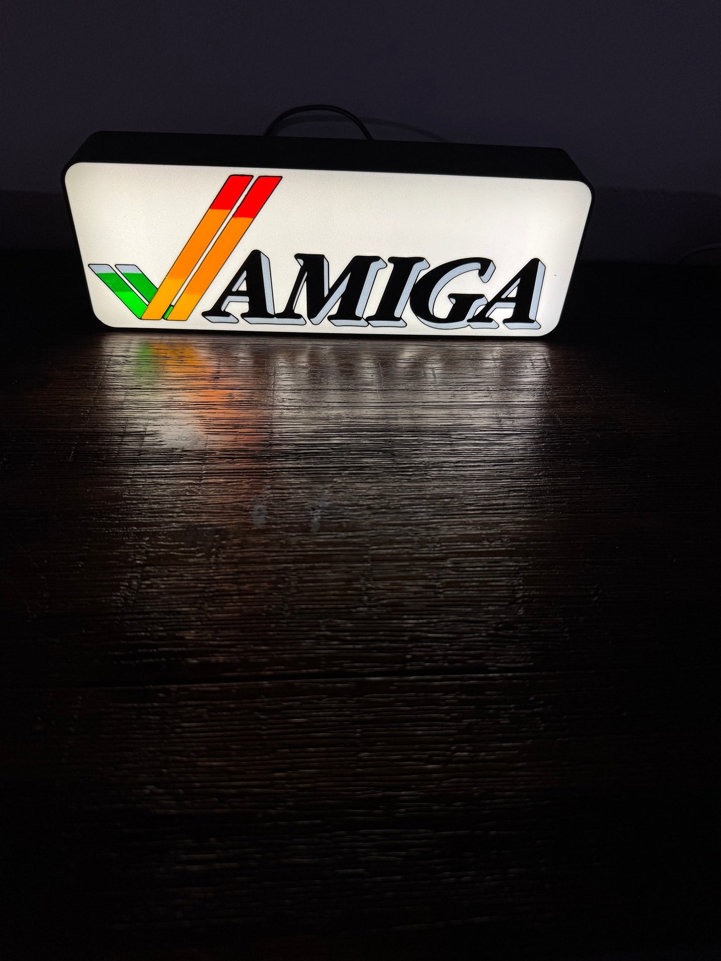 Commodore Amiga Logo & Word - LED Light up Sign - Vintage Computing Wall Art