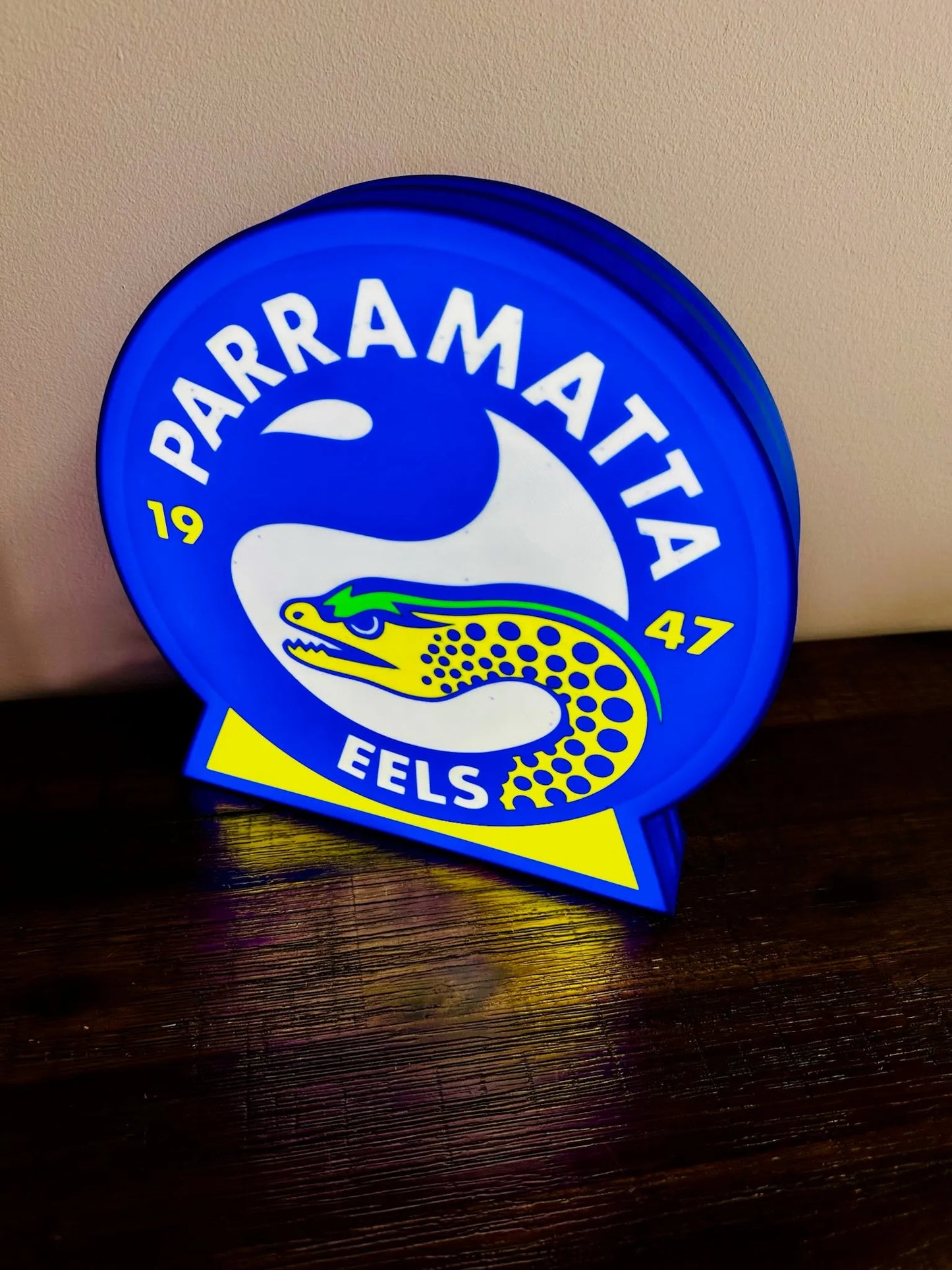 Parramatta Eels - 1947 - Blue & Yellow Light Up Sign - USB Powered - Michael's 3D World