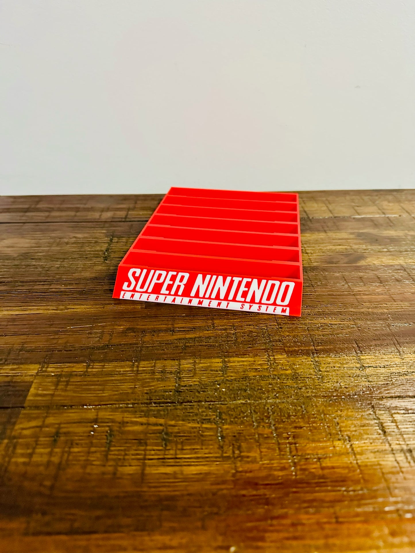 Super Nintendo Game Holder - Red & White Coloured Text - Holds 7 Games - Bright!