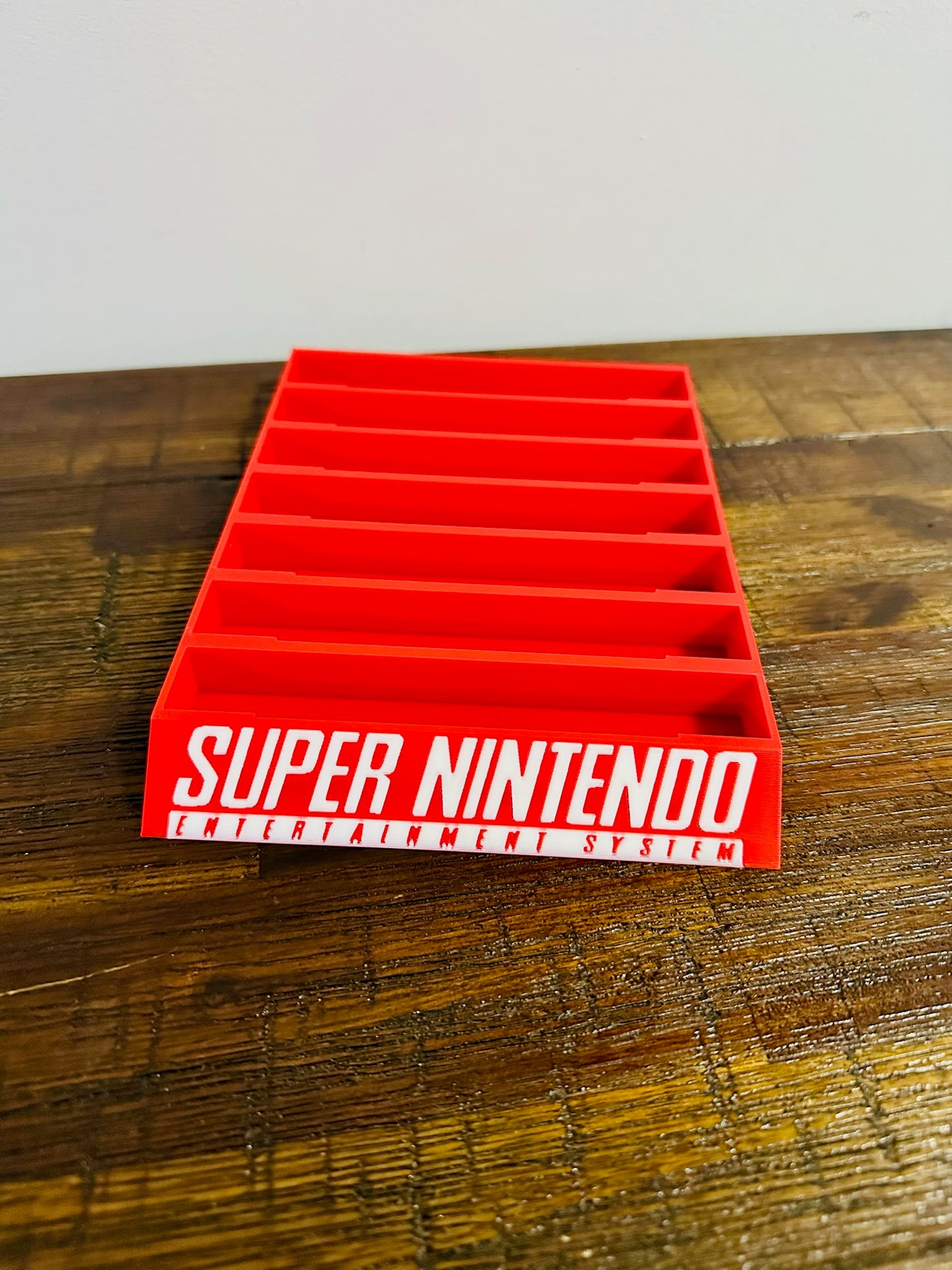 Super Nintendo Game Holder - Red & White Coloured Text - Holds 7 Games - Bright!