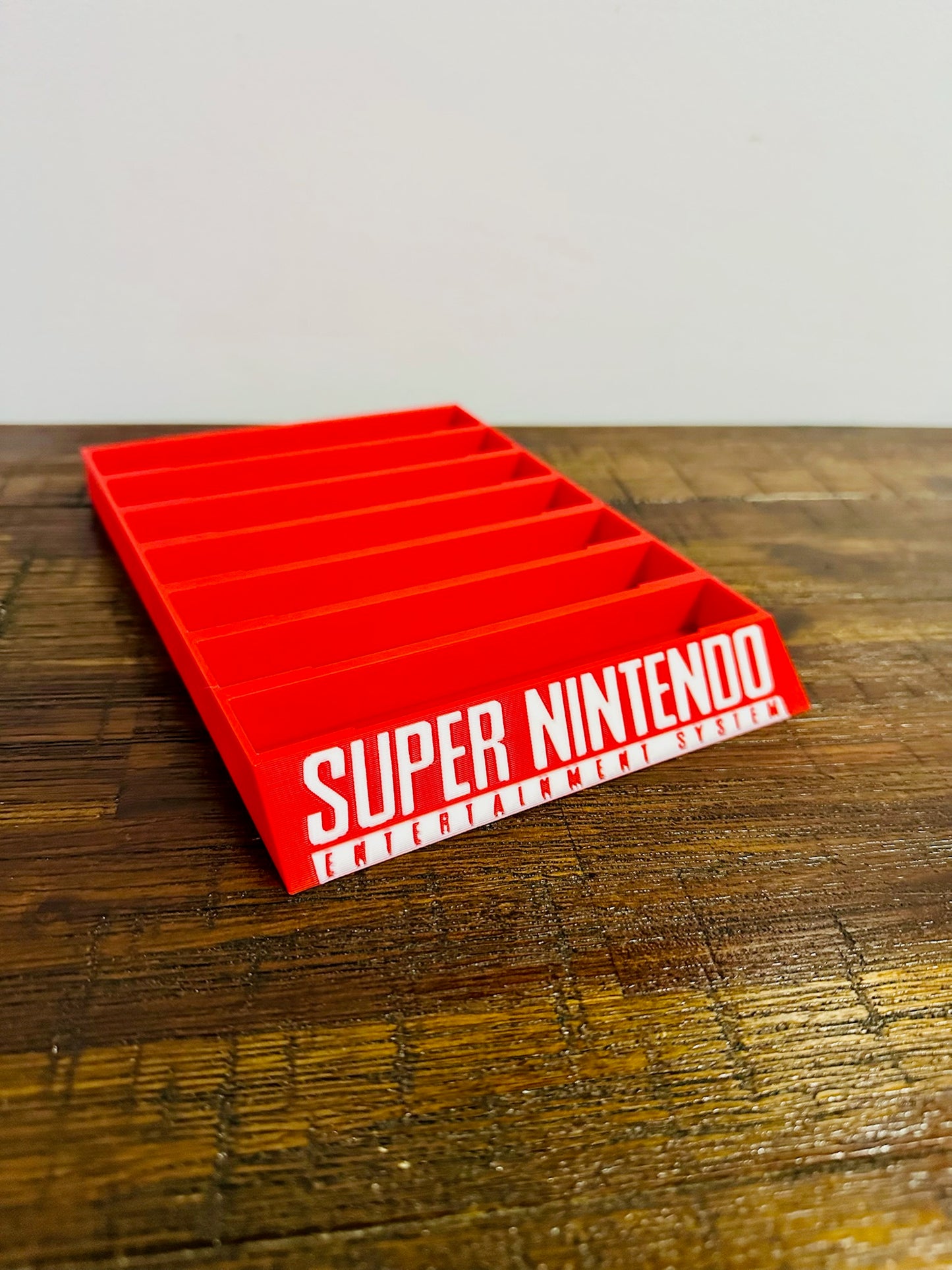 Super Nintendo Game Holder - Red & White Coloured Text - Holds 7 Games - Bright!