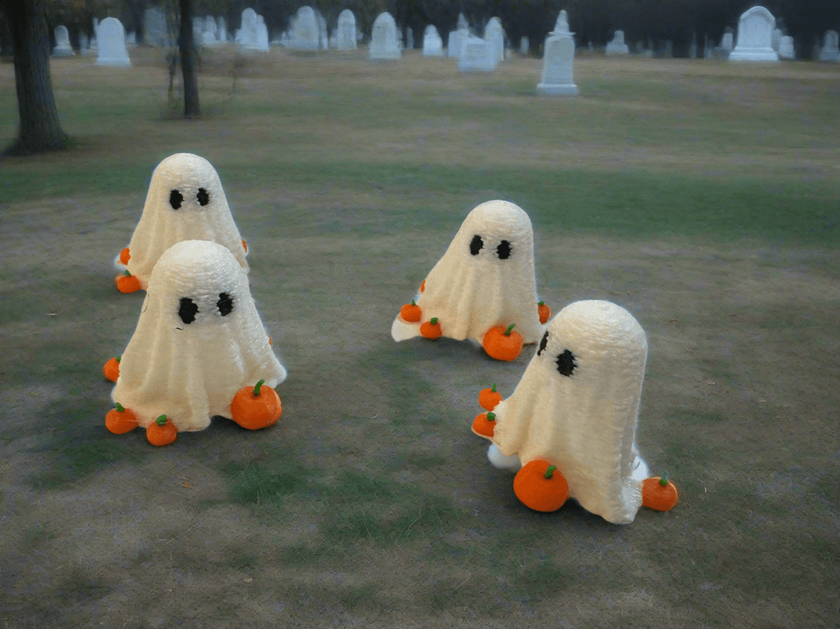 Halloween Miniature Figurine: Ghost with Pumpkins - Michael's 3D World