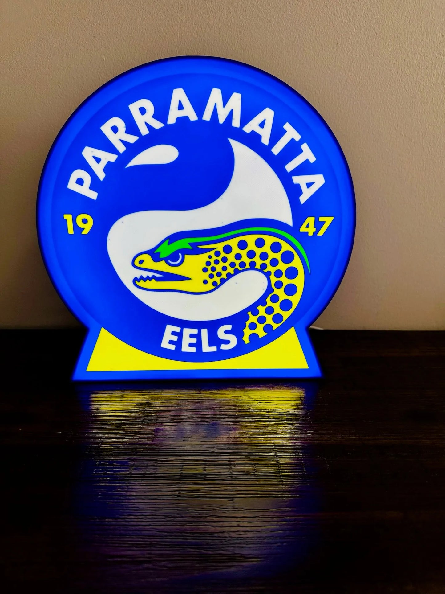Parramatta Eels - 1947 - Blue & Yellow Light Up Sign - USB Powered - Michael's 3D World