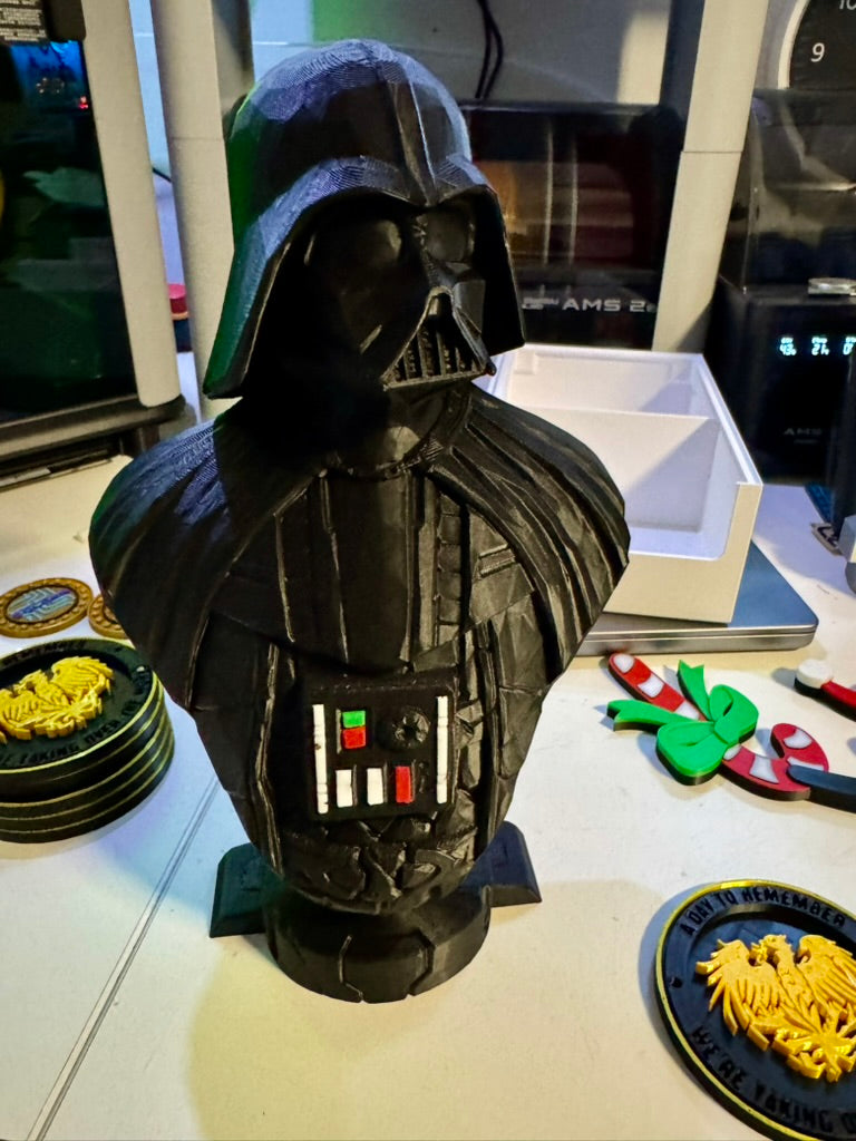 Large Darth Vader Bust - Coloured Chest Buttons - The Force at Your Desk!