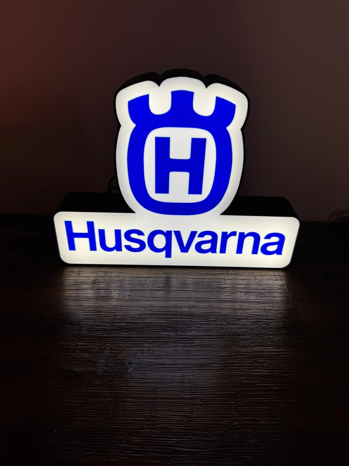 Husqvarna Blue & White Logo - LED Light Up Display Art - USB Powered